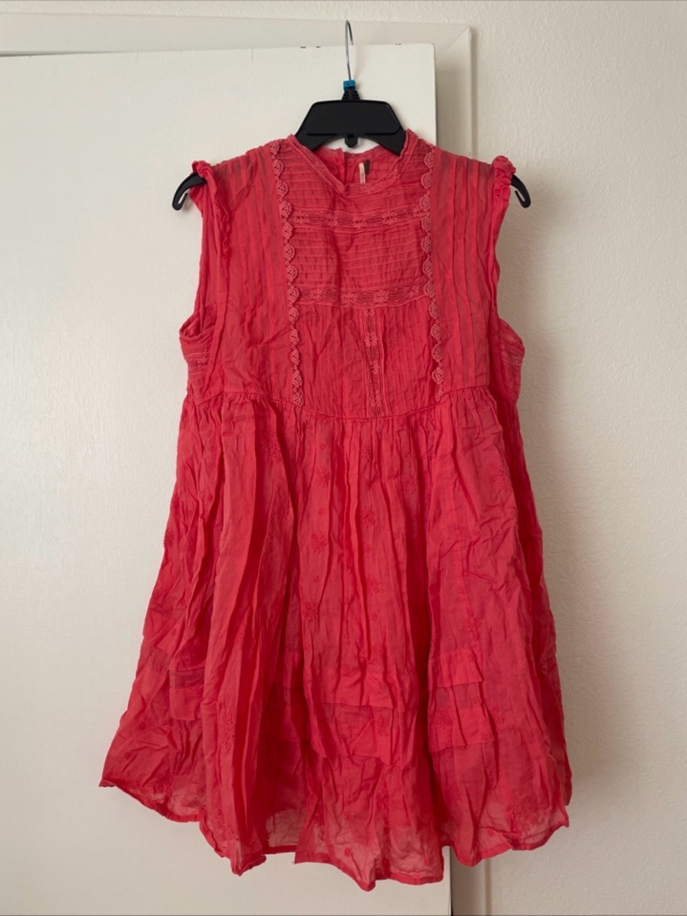 Free People Coral Nobody Like You Bohemian Peasant Dress